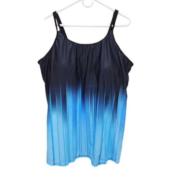 Womens Plus Size 22W Blue Gradient Tankini Top & Black Swim Shorts Set - Picture 6 of 6